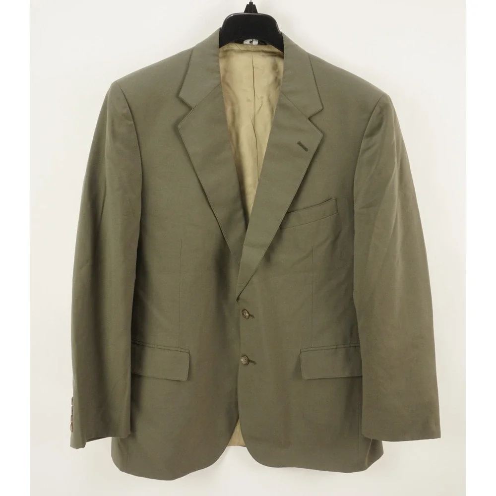 Vintage Polo University Ralph Lauren Mens 44R Green Woven Wool Sport Coat Jacket